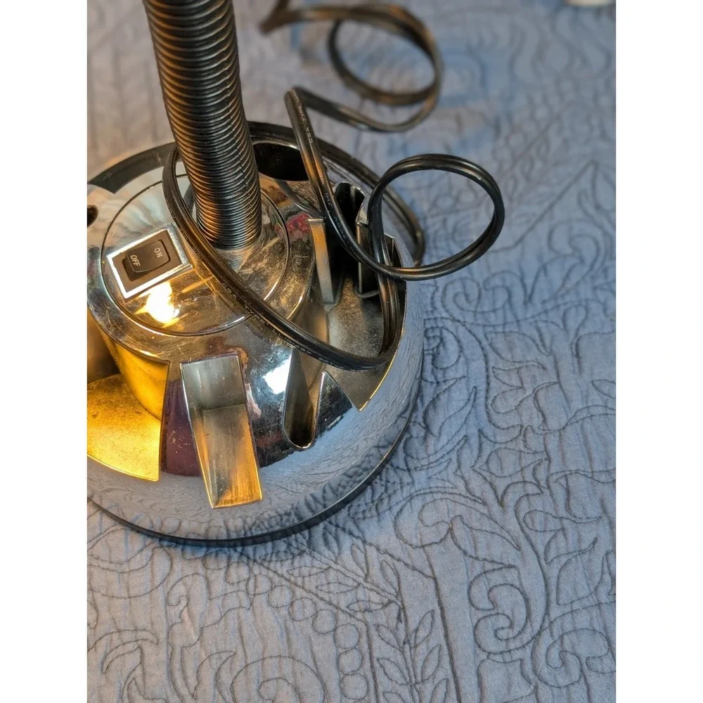 Vintage Bauhaus Style Chrome Dome Desk Lamp | Mid Century Space Age Task Light